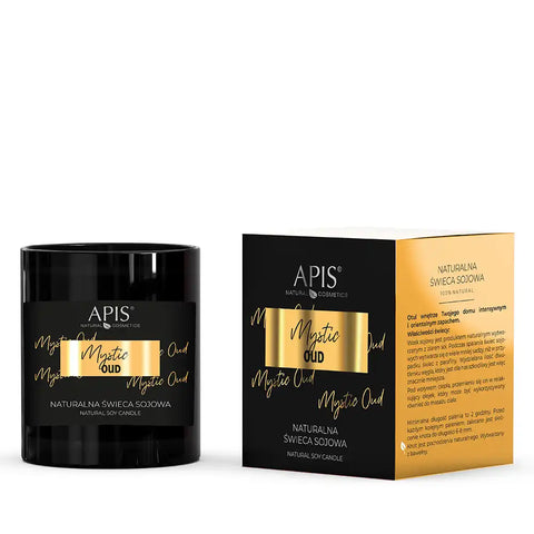 Lumanare naturala din soia Mystic Oud, Aromaterapie si Masaj, 220 g