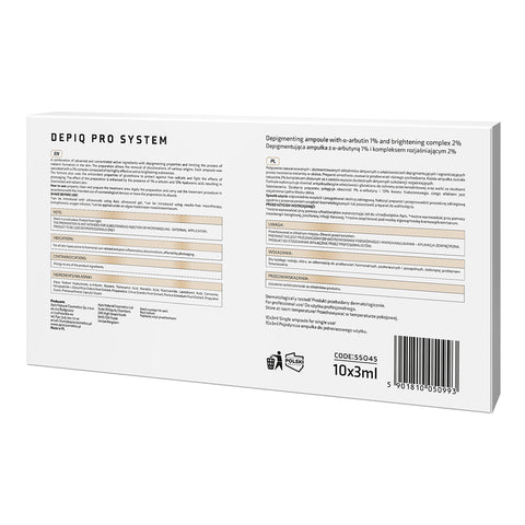 Fiole depigmentante Depiq Pro System cu 1% arbutina si 2% complex de stralucire, 10 x 3 ml