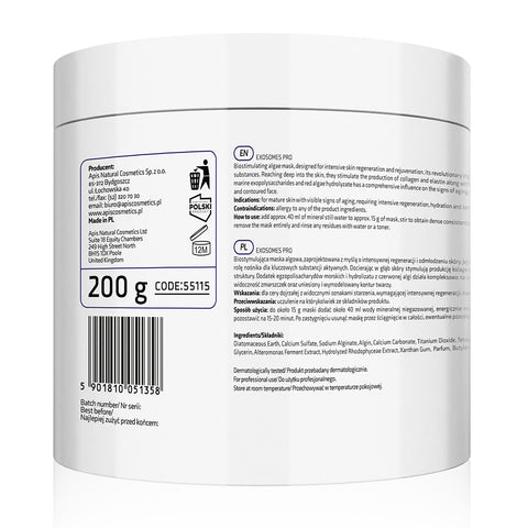 Masca alginata biostimulatoare Exosomes Pro cu exozomi vegetali, 200 g