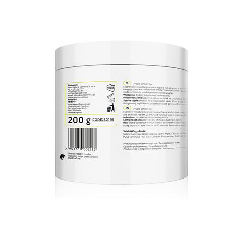 Masca alginata intens hidratanta Hydro Evolution cu pere si extract de rubarba, 200 g