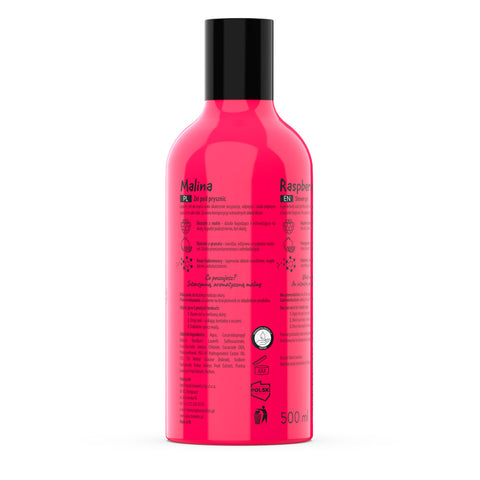 Gel de dus Fruit Shot cu zmeura, 500 ml