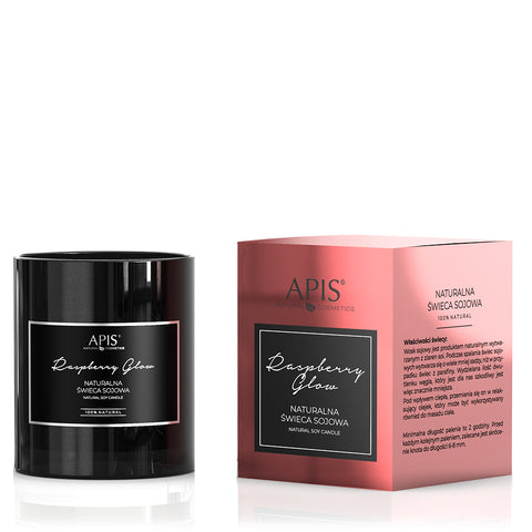 Lumanare naturala din soia Raspberry Glow, Aromaterapie si Masaj, 220g