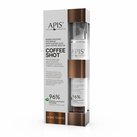 Crema pentru ochi revitalizanta Coffee Shot cu acid cafeic si ulei de seminte de cafea cu roll-on de masaj, 10 ml