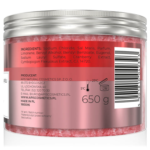 Sare de baie cu merisoare si lamaie, 650 g