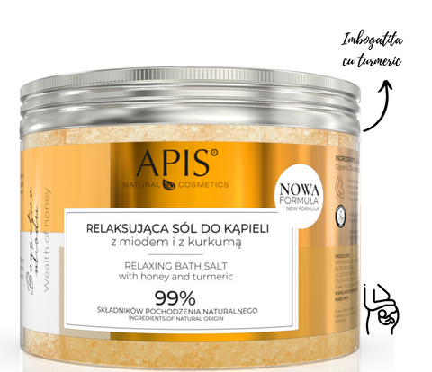 Sare de baie relaxanta Wealth of Honey cu turmeric si miere, 650 g