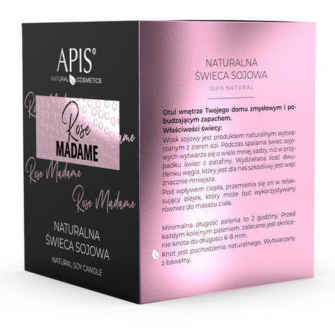 Lumanare naturala din soia Rose Madame, Aromaterapie si Masaj, 220g