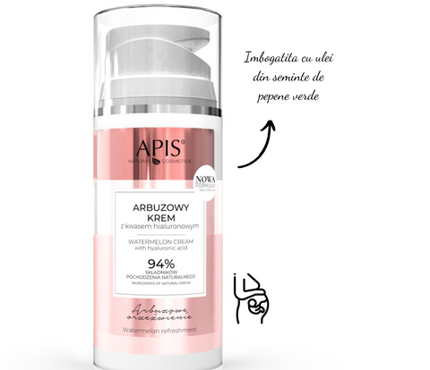 Crema hidratanta cu pepene rosu si acid hialuronic, 100 ml