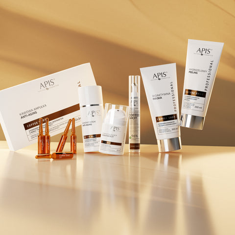 Kit complet Coffee Shot by Apis cu acid cafeic si boabe de cafea