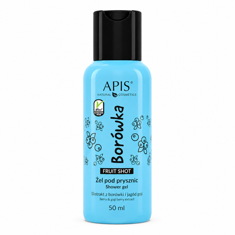 Mini Gel de dus Fruit Shot cu coacaze, 50 ml