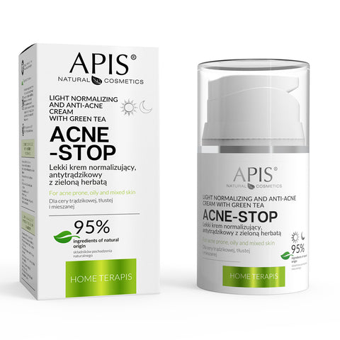 Crema cu ceai verde Acne Stop pentru normalizarea tenului gras, 50 ml