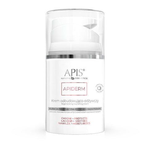 Crema de zi Apiderm reparatoare si hranitoare dupa chimioterapie si radioterapie cu SPF 10, 50 ml