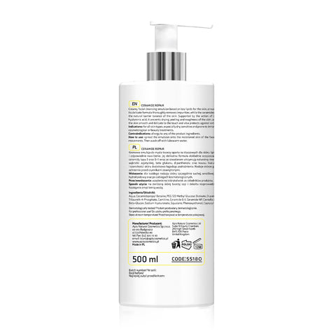 Emulsie usoara de curatare faciala Ceramide Repair cu ceramide si beta glucan, 500 ml