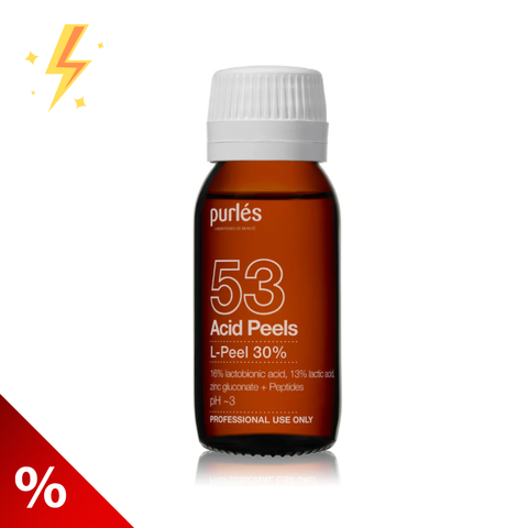 Purles 53 L-Peel 30% cu pH~3 (Lactobionic 16%, Lactic 11%, Gluconat de Zn 3%, Peptide), 50 ml (lichidare)