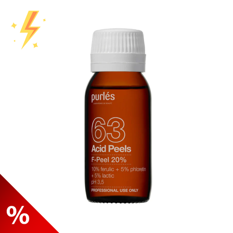 Purles 63 F-Peel 20% cu pH 3.5 (Ferulic 10%, Phloretin 5%, Lactic 5%), 60 ml (lichidare)