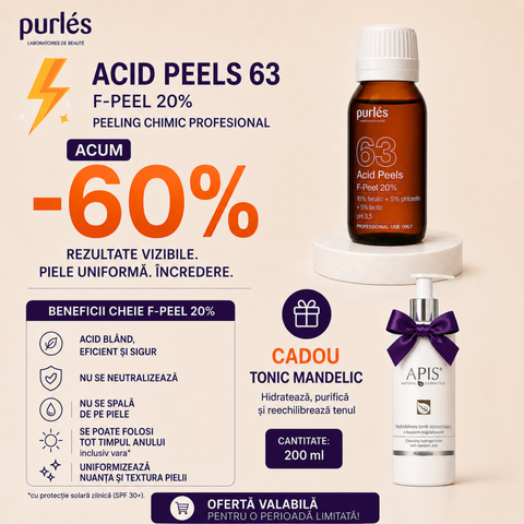 Set promotional Purles 63 Acid F-Peel + Tonic iluminator cu acid mandelic