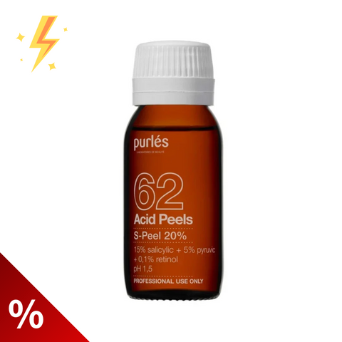Purles 62 S-Peel 20% cu pH<1.5 (Salicilic 15%, Piruvic 5%, Retinol 0.1%), 60 ml (lichidare)