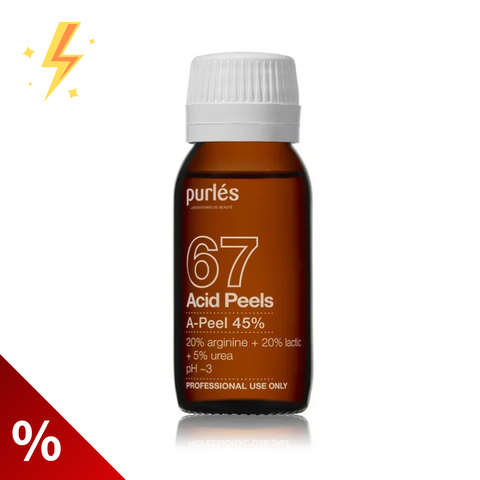 Purles 67 A-Peel 45% cu pH~3 (Arginina 20%, Lactic 20%, Uree 5%), 50 ml (lichidare)