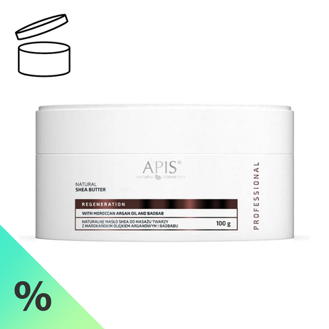 Unt de shea natural pentru masaj facial cu ulei de argan marocan si baobab, 100 g (capac deteriorat)