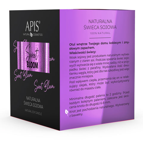Lumanare naturala din soia Sweet Bloom, Aromaterapie si Masaj, 220 g